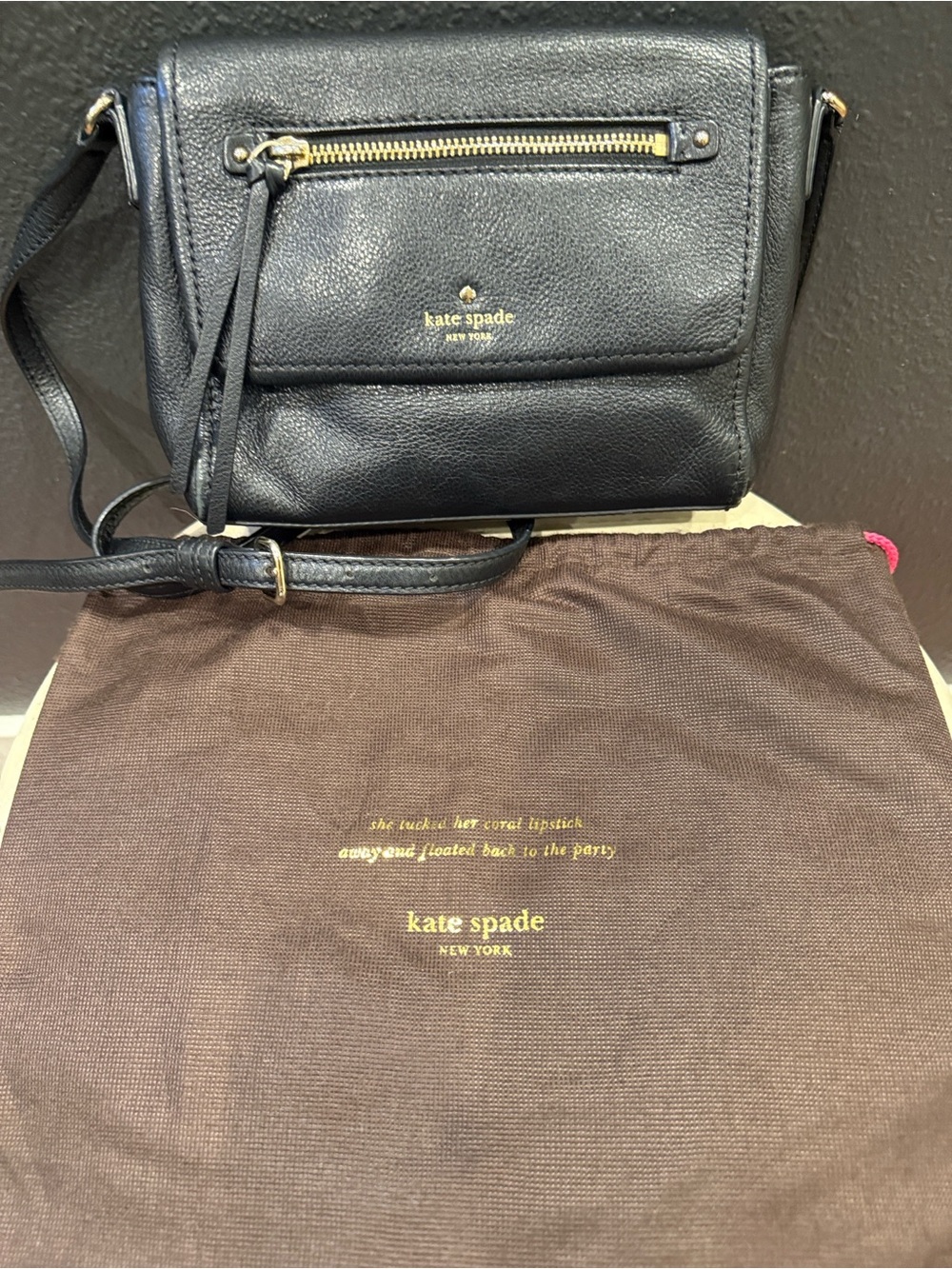 kate spade Black Crossbody with adjustable strap and Dustbag
